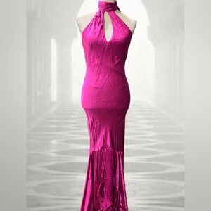 Loris Azzaro Paris Vintage Silk HiLo Halter Dress